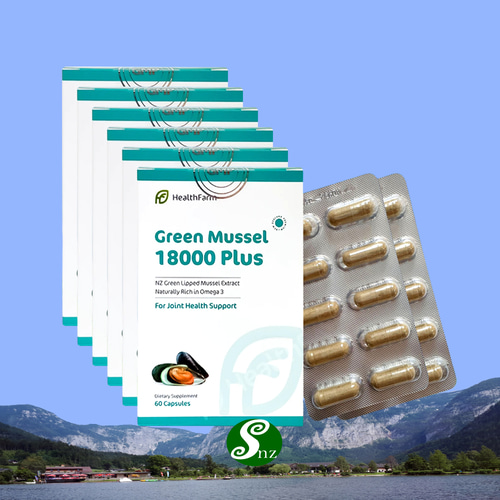 뉴질랜드 헬스팜 초록입홍합 18000 초록홍합 Mussel 60캡슐 6통