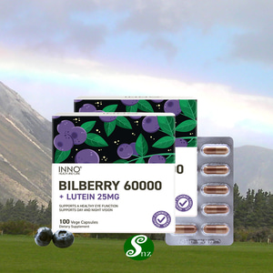 뉴질랜드 빌베리 이노 Bilberry 60000 루테인 25mg 100베지캡슐 2통